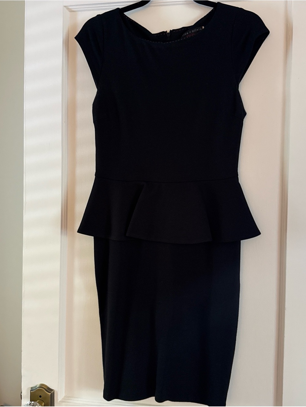 Alice + Olivia Black Peplum Midi Dress